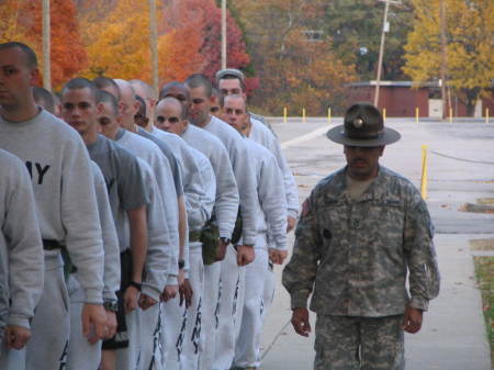 Marching the soldiers back from chow