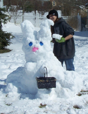 Gail with her snow bunny March 2008