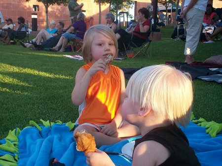 jj and sky with chicken