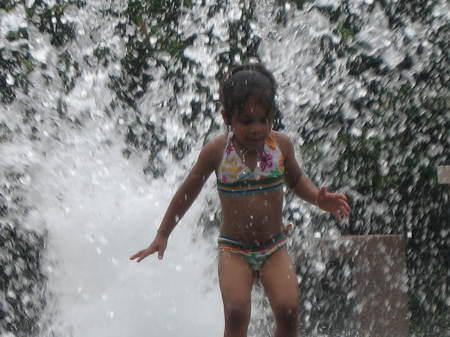 Kayla making it through the crazy water
