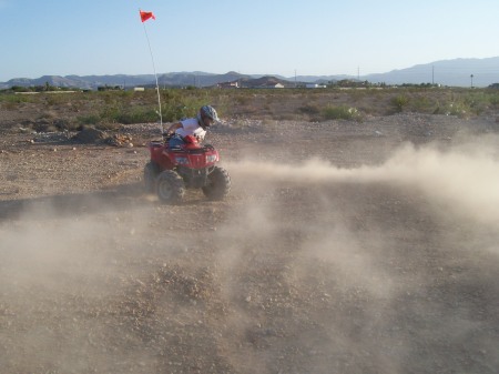 Colton can kick it up a bit on his quad also!