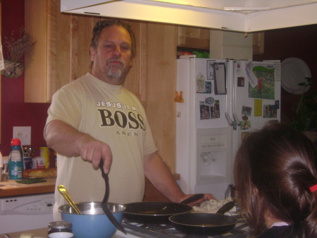 My Husband Dennis making swedish pancakes