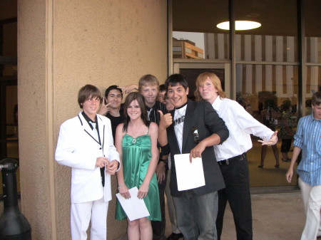 Mercedes and the guys at 8th grade promotion