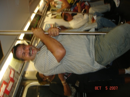 my husband in the New York subway