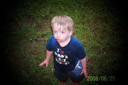 Toby playing in the mud