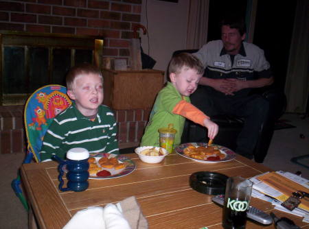 Dylan, 5, and Ethan, 3 at my home w/Tod