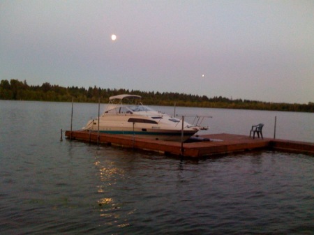 sunset, moonrise, our new dock....