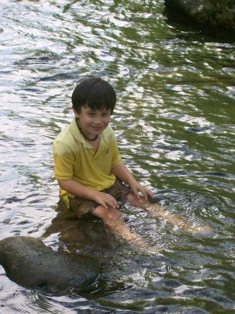 Playing in the creek in Cherokee