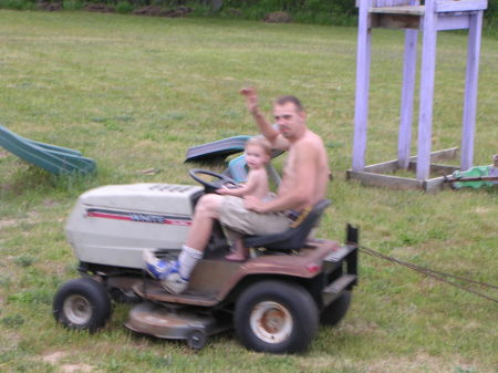 look who is driving the mower