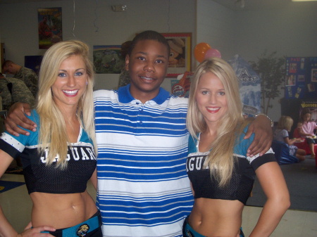 My son w/ Jacksonville Jaguar Cheerleaders