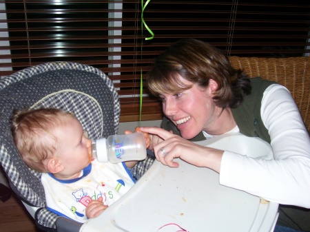 Mommy feeding the little Beckster.