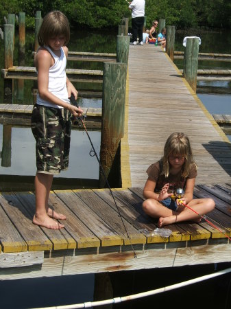 Skyler and Kailey wait for a bite