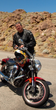 Stopping outside Borrego on a Saturday ride.