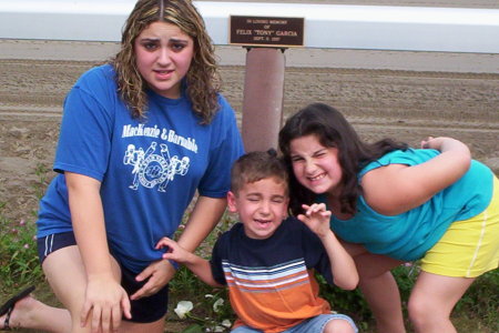 my children and my father's memorial plaque