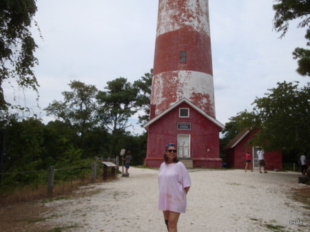 Iz in front of Chincoteague Lighthouse