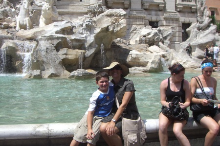 my son and me at the Trevi Fountain