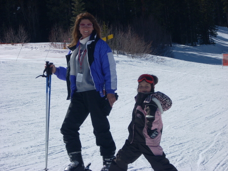 Karissa and mom skiing