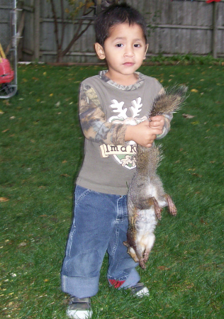 Hoyt with firts squirrel