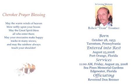 In Memory of Robert W. Troutner "Trout"