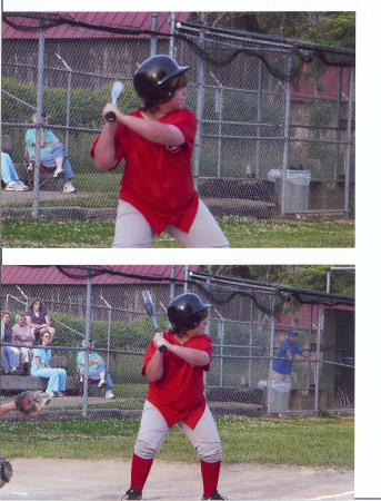 Alex playing little league baseball