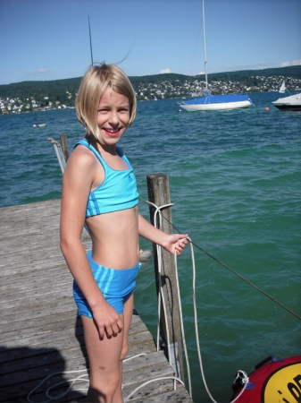 Nadia at the boat house on the Lake of Zürich