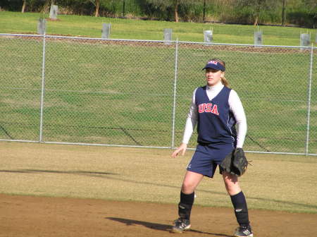 My daughter Ashley, playing softball for USA