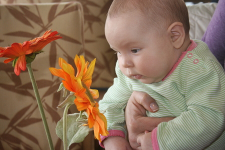 Peyton - stopping to smell the flowers