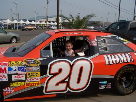 Maddox in Tony Stewart Racecar