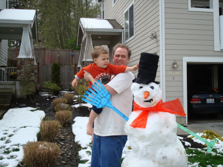 spring snow--and snowman