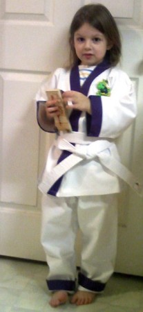 Emma at karate class, April 2008