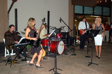 Playing keyboard with the band