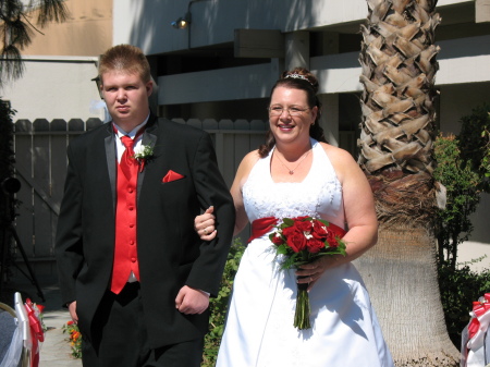 My older son, Adam, walking me down the aisle