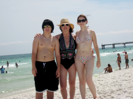 Laurie with Austin and Erin at the Beach 2008