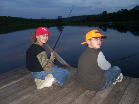 Two of my kids fishing