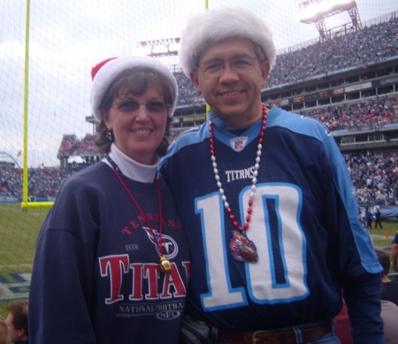 Tom and Ruth at a Tennessee Titans game