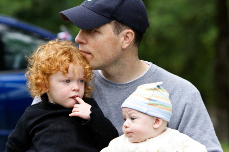 Camping with daughter Marion and baby Chase