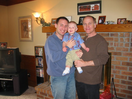 With son Greg (l) and first grandson Grant