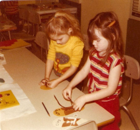 barbra and friend in kindergarten