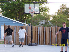 Grandson Tanner and I on the court