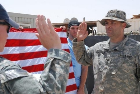 Look Dane Cook holding Flag