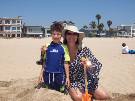 Dominic and Gran at Sunset Beach 7/08