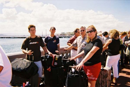 Waiting to get on the cruise ship in San Juan