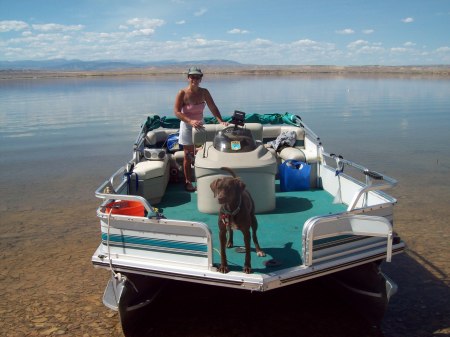 Boating with Cinna at Flaming Gorge