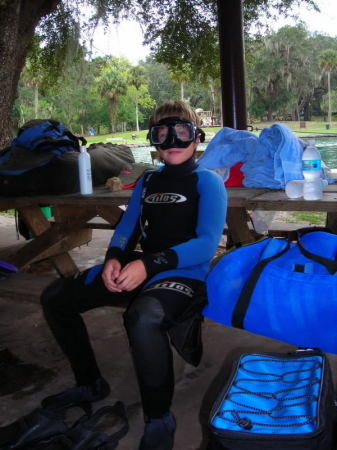 Micah before his first open water dive