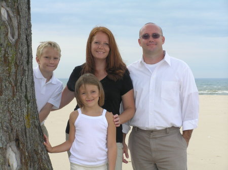 My husband and kids at Lake Michigan