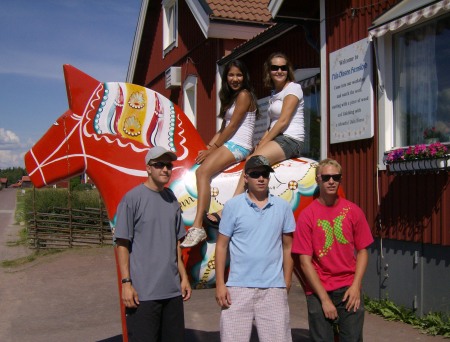 The kids playing tourist