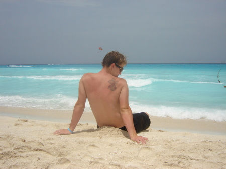 my son Chase on the beach in Cancun