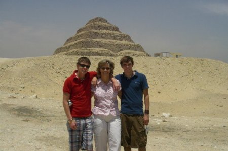 Mom with boys at Sakkarra Pyramids - Egypt