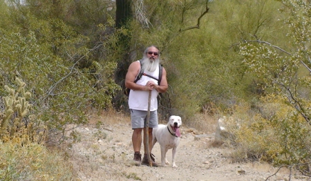 Me and Bark hiking in the Estrella's