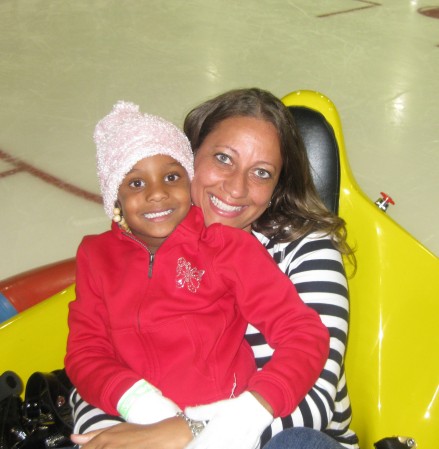 Madison and Mommy on the Bumper Cars on Ice!